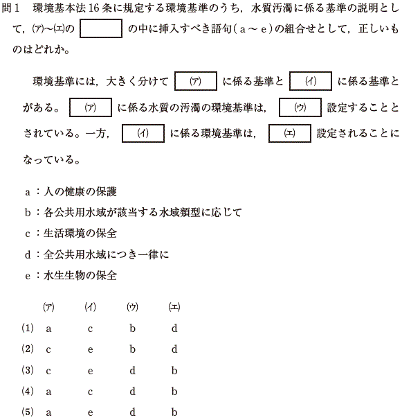 公害防止管理者試験　過去問　演習
